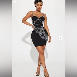 Elegant Black Embellished Dress